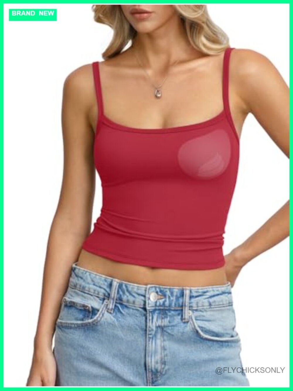Women's Square Neck Crop Camisole with Padded Shelf Bra